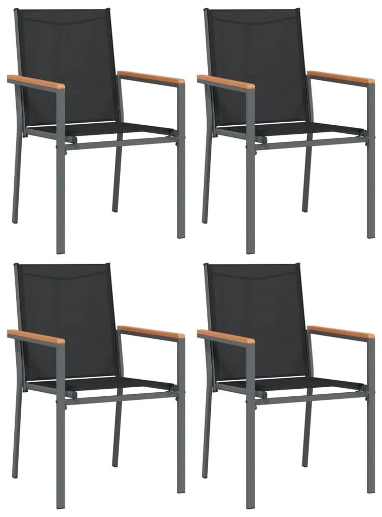 5 pcs conjunto de jantar para jardim textilene e aço preto