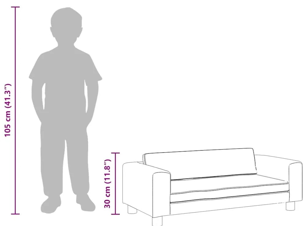 Sofá infantil com apoio de pés 100x50x30 cm veludo azul