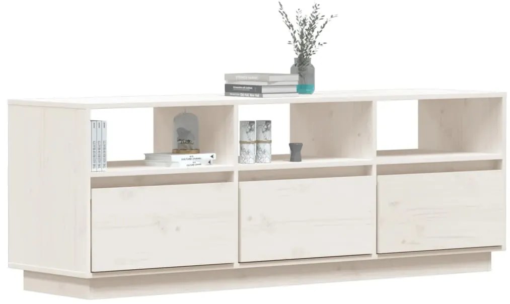 Móvel de TV 140x37x50 cm madeira de pinho maciça branco