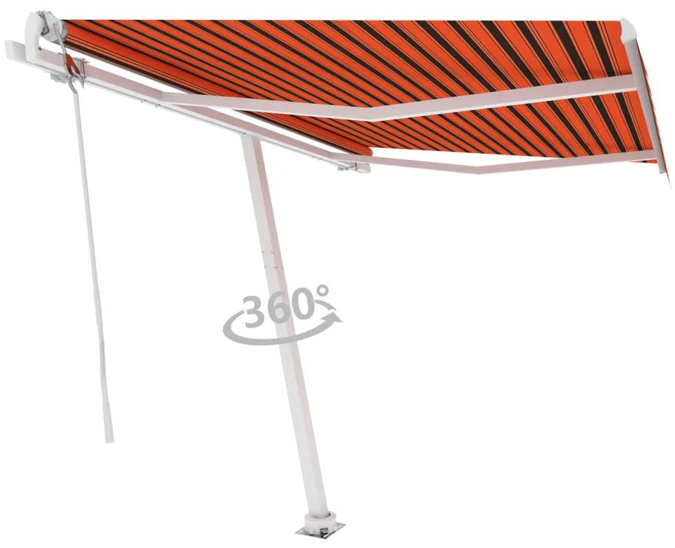 Toldo automático independente 350x250 cm laranja e castanho