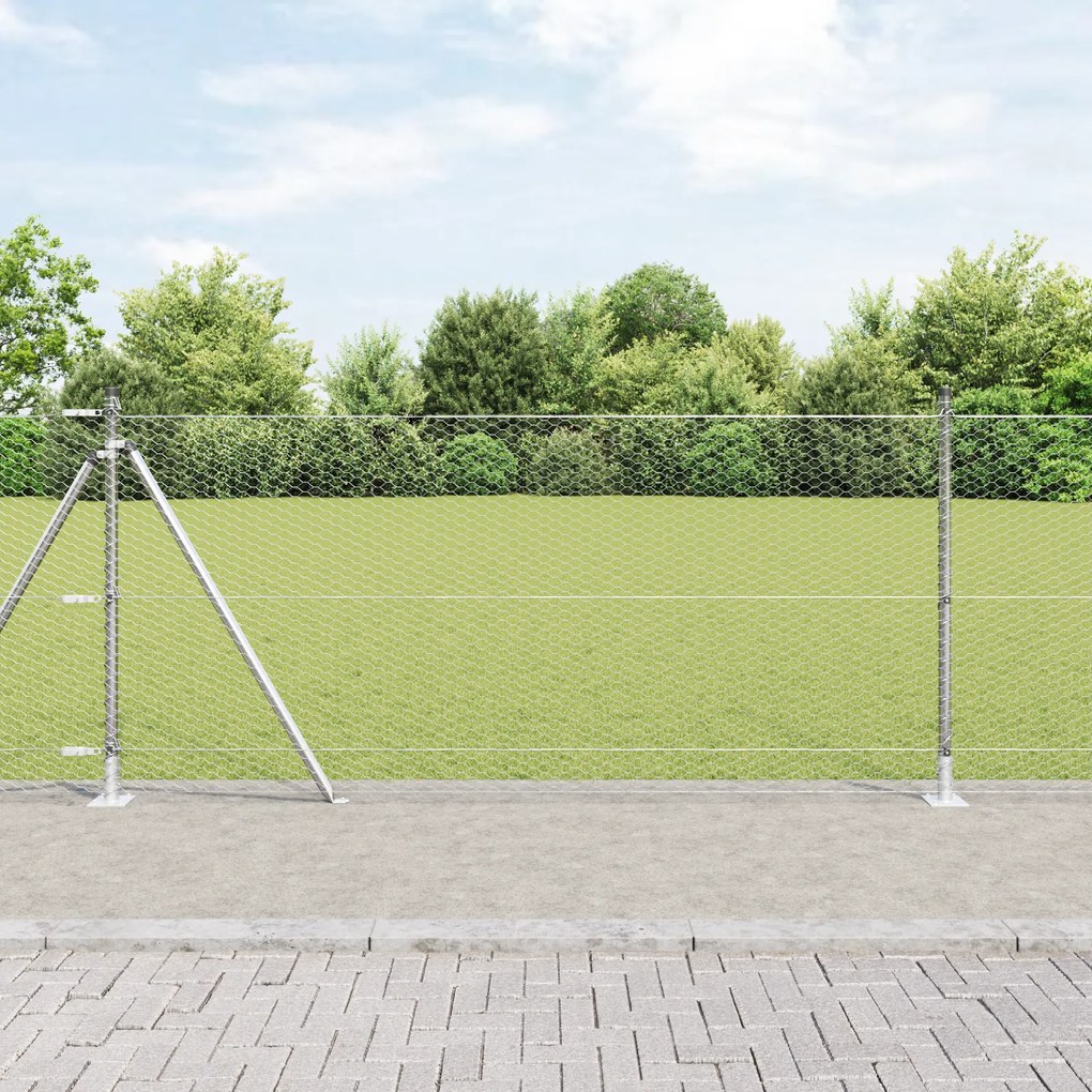 Cerca Hexagonal vidaXL 1x100 m Aço Galvanizado, Postes de Cerca vidaXL