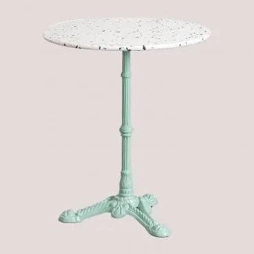 Mesa De Bar Redonda Ø60 Cm Em Terraço Azteca Terrazzo Marfim E Preto - Verde Ilha Paraíso - Sklum