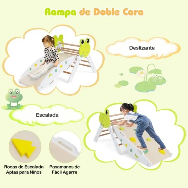 Conjunto triangular 7 em 1 de escalada para crianças pequenas com rampa, escada e arco Conjunto Montessori em madeira branco