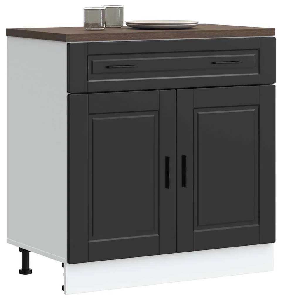 vidaXL Armário base de cozinha Porto derivados de madeira preto