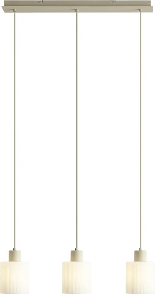 Candeeiro suspenso escandinavo bege com vidro branco 3 luzes - Wisp