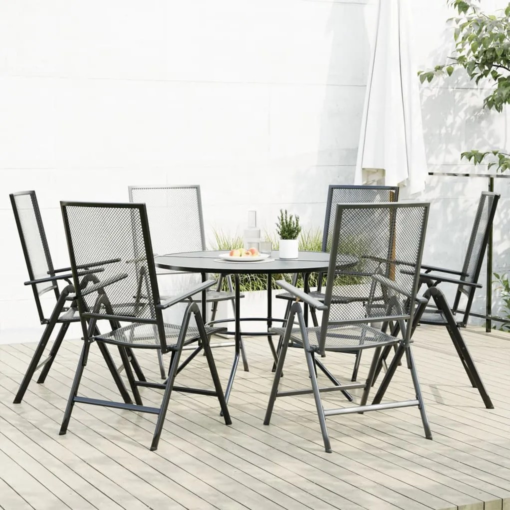 vidaXL Cadeiras reclináveis jardim 7 pcs aço revestido a pó antracite