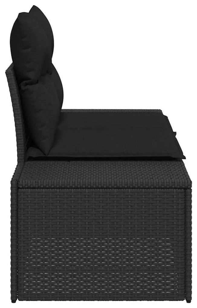 Sofá de Jardim de 2 Lugares com Almofadas Preto Vime PE
