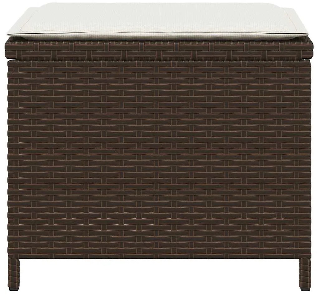 Bancos jardim com almofadões 4 pcs 41x41x36 cm vime PE castanho