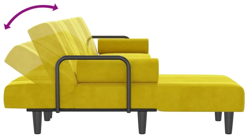 Sofá-cama em forma de L 260x140x70 cm veludo amarelo