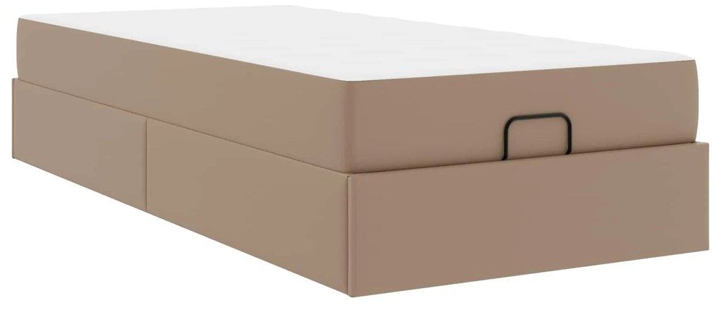 vidaXL Estrutura de cama com colchão com colchão 2 pcs Bronzeado PVC