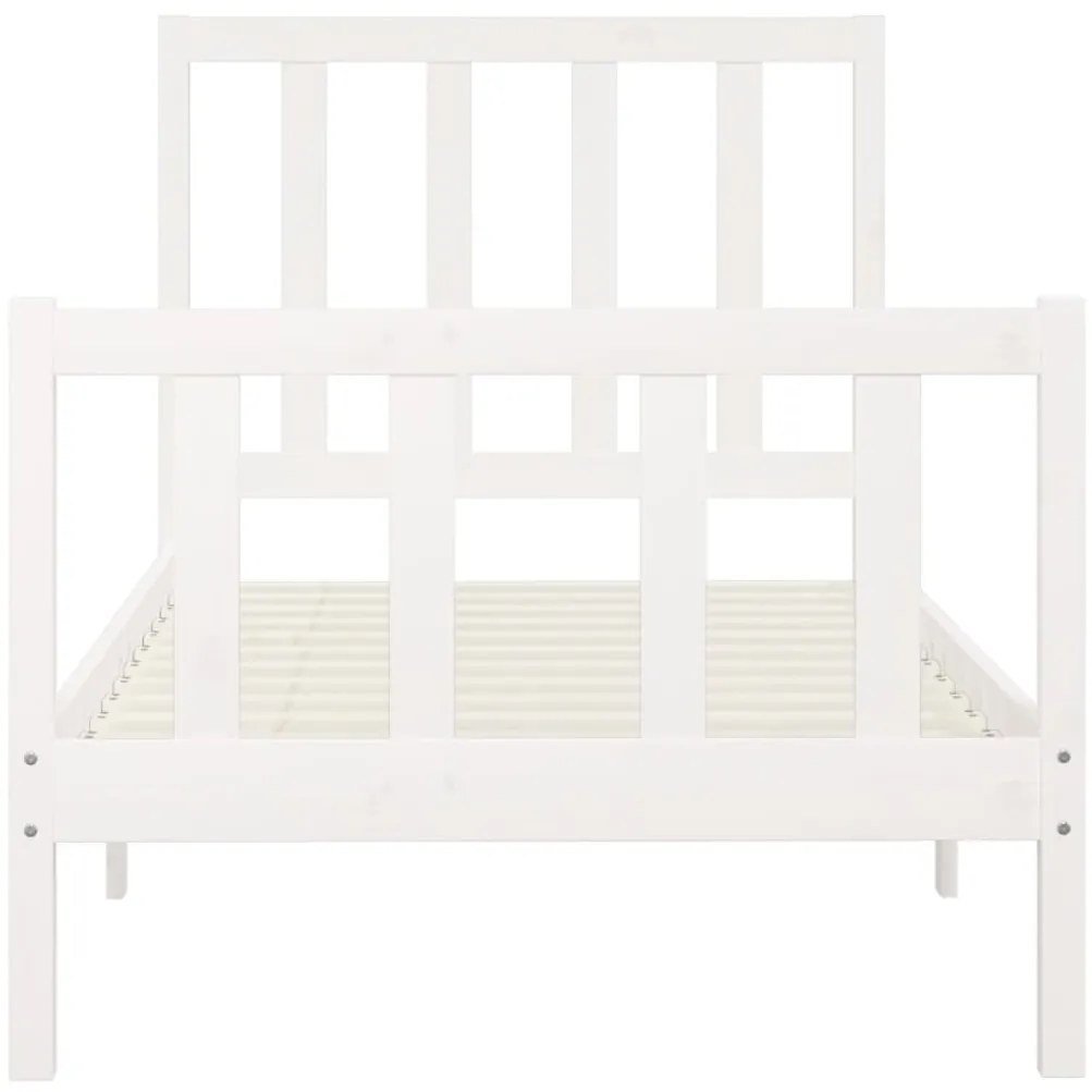 Estrutura de cama 100x200 cm madeira maciça branco