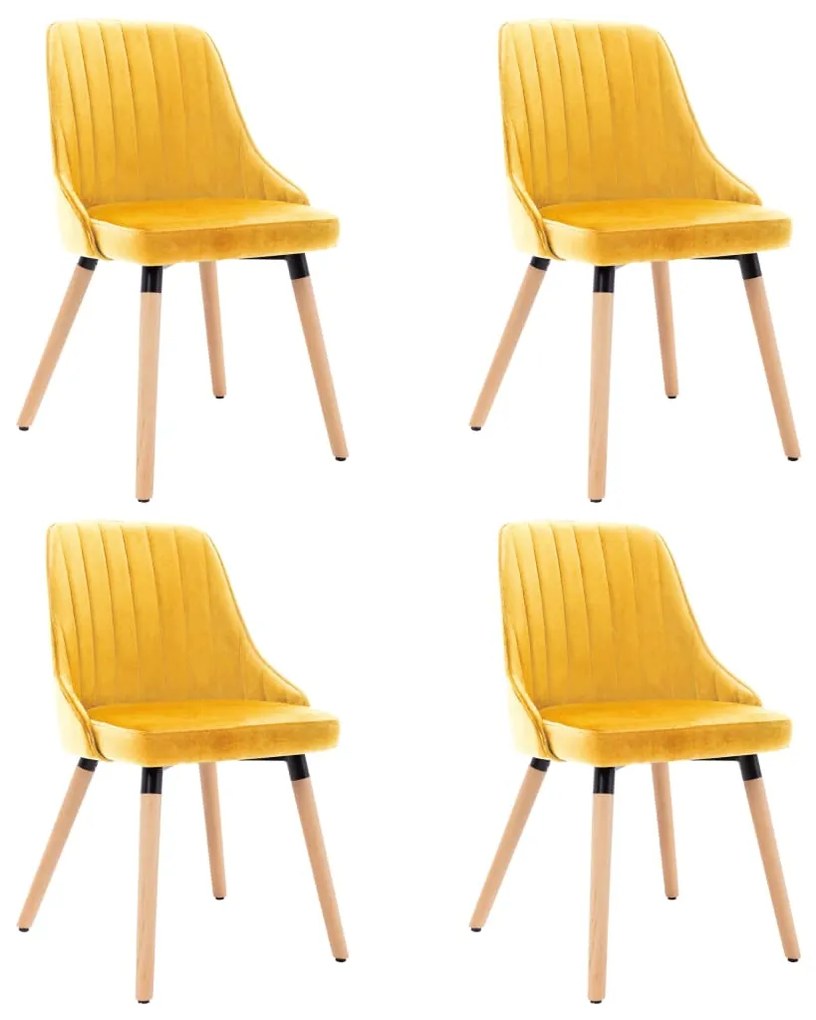 vidaXL Cadeiras de jantar 4 pcs veludo amarelo
