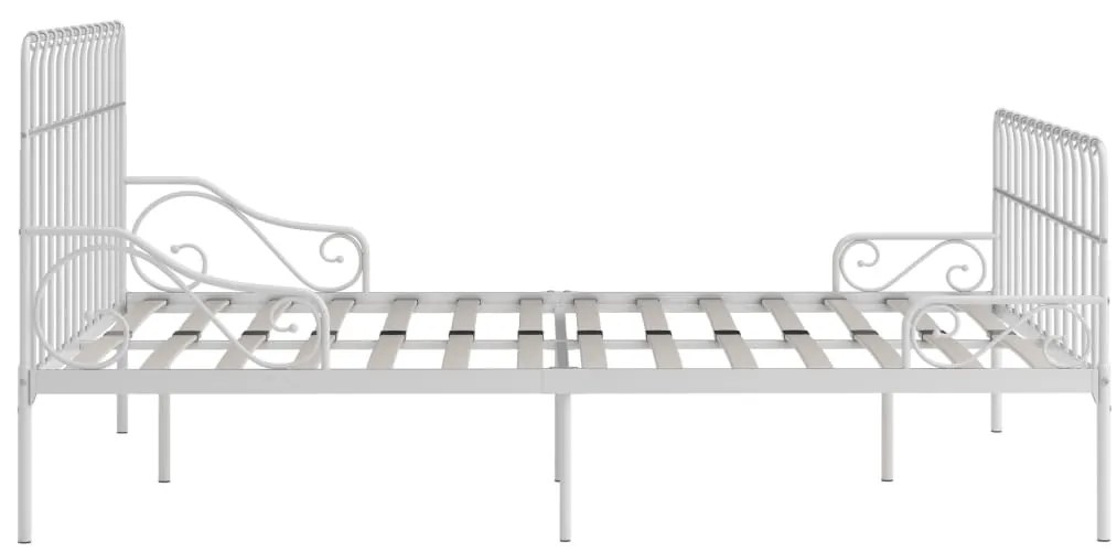 Estrutura de cama com estrado de ripas 200x200 cm metal branco