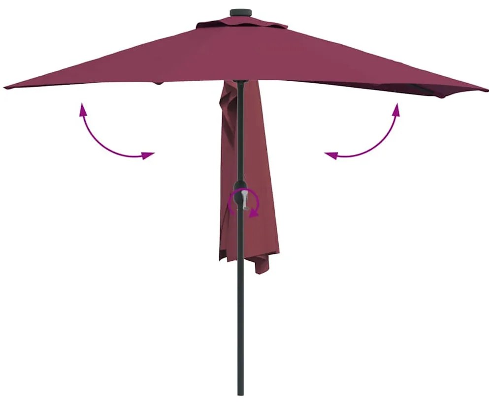 Guarda-sol de Jardim Vermelho bordô 294 x 150 x 224 cm tecido
