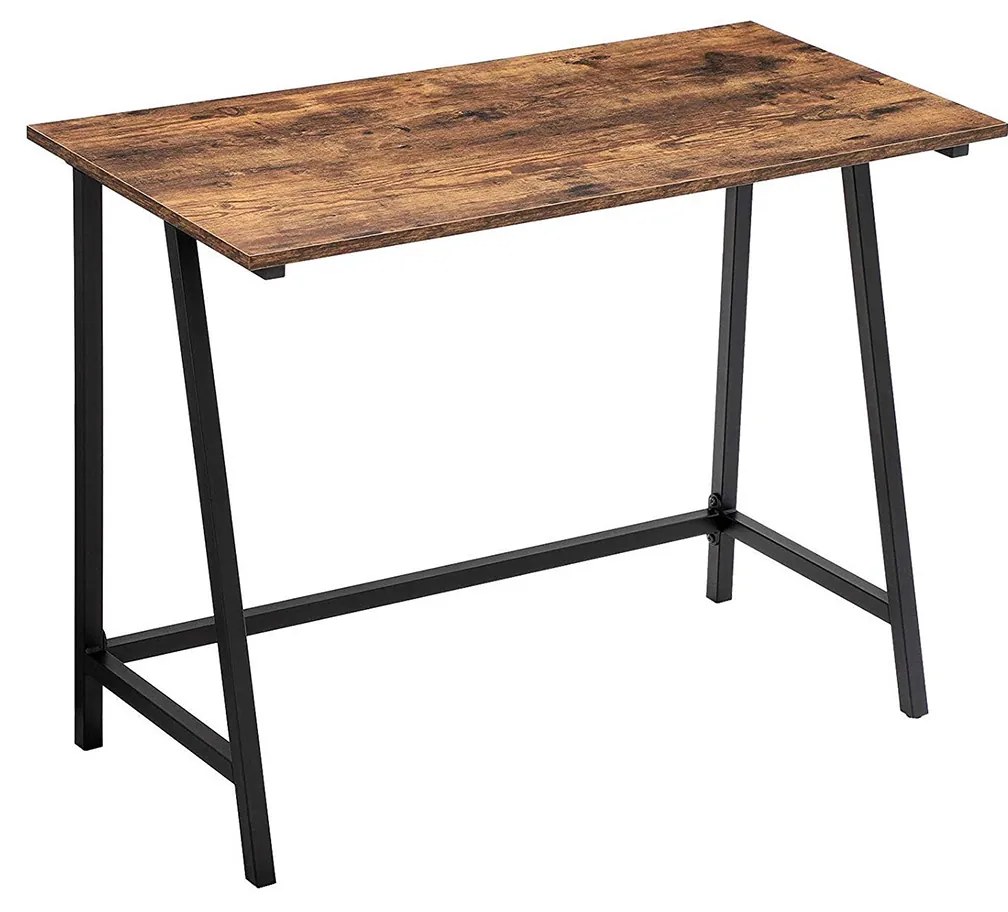 Secretária industrial 100 x 50 x 75 cm, economiza espaço castanho vintage-preto