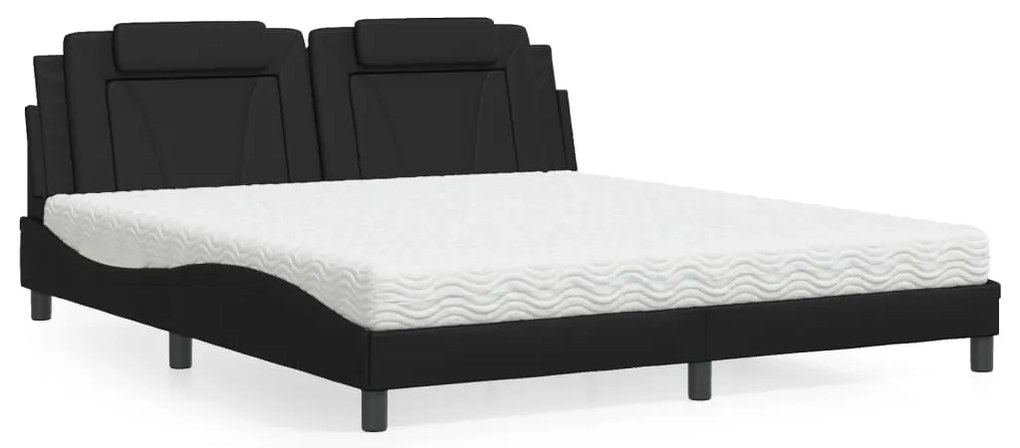 vidaXL Cama com colchão 180x200 cm couro artificial preto