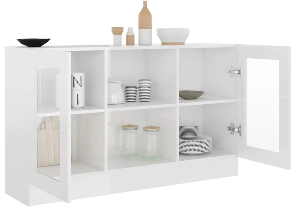 Armário vitrine derivados de madeira branco brilhante