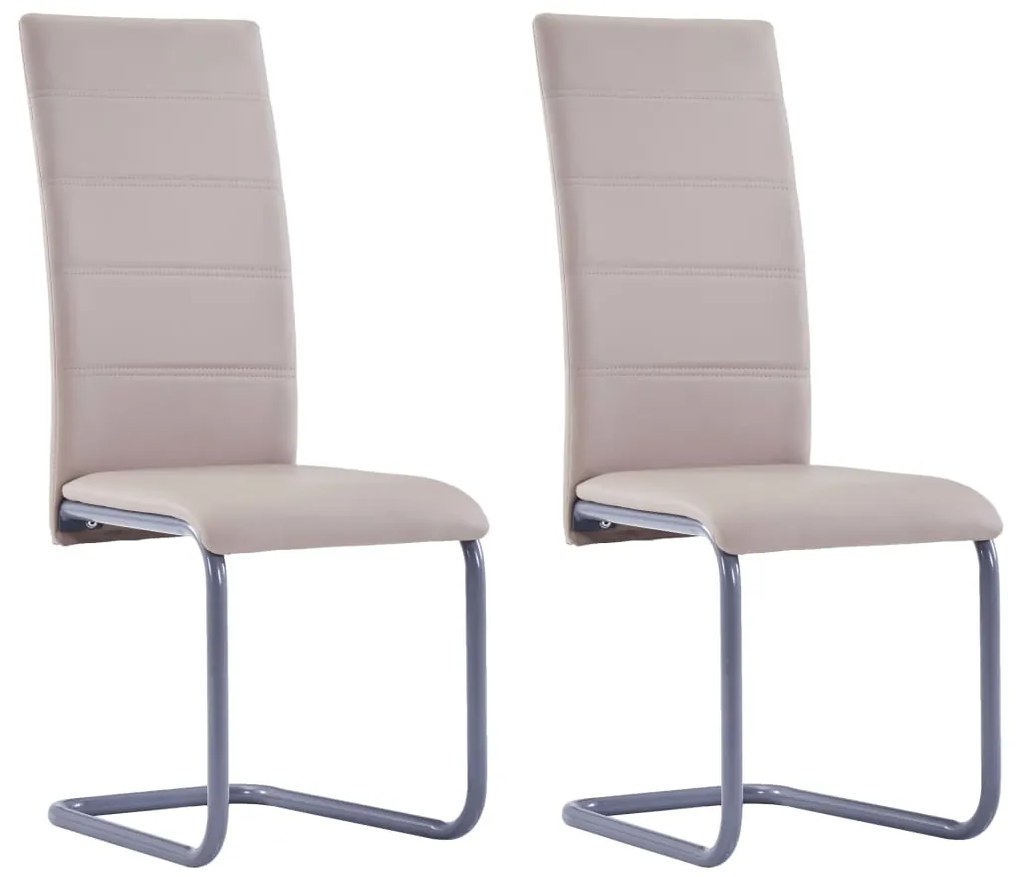 vidaXL Cadeiras de jantar cantilever 2 pcs couro artificial cappuccino