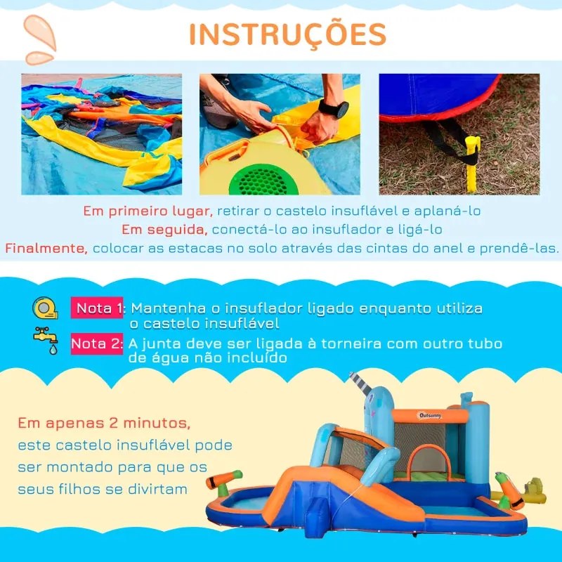 Parque Aquático / Castelo Insuflável para Crianças de 3-8 Anos com Esc