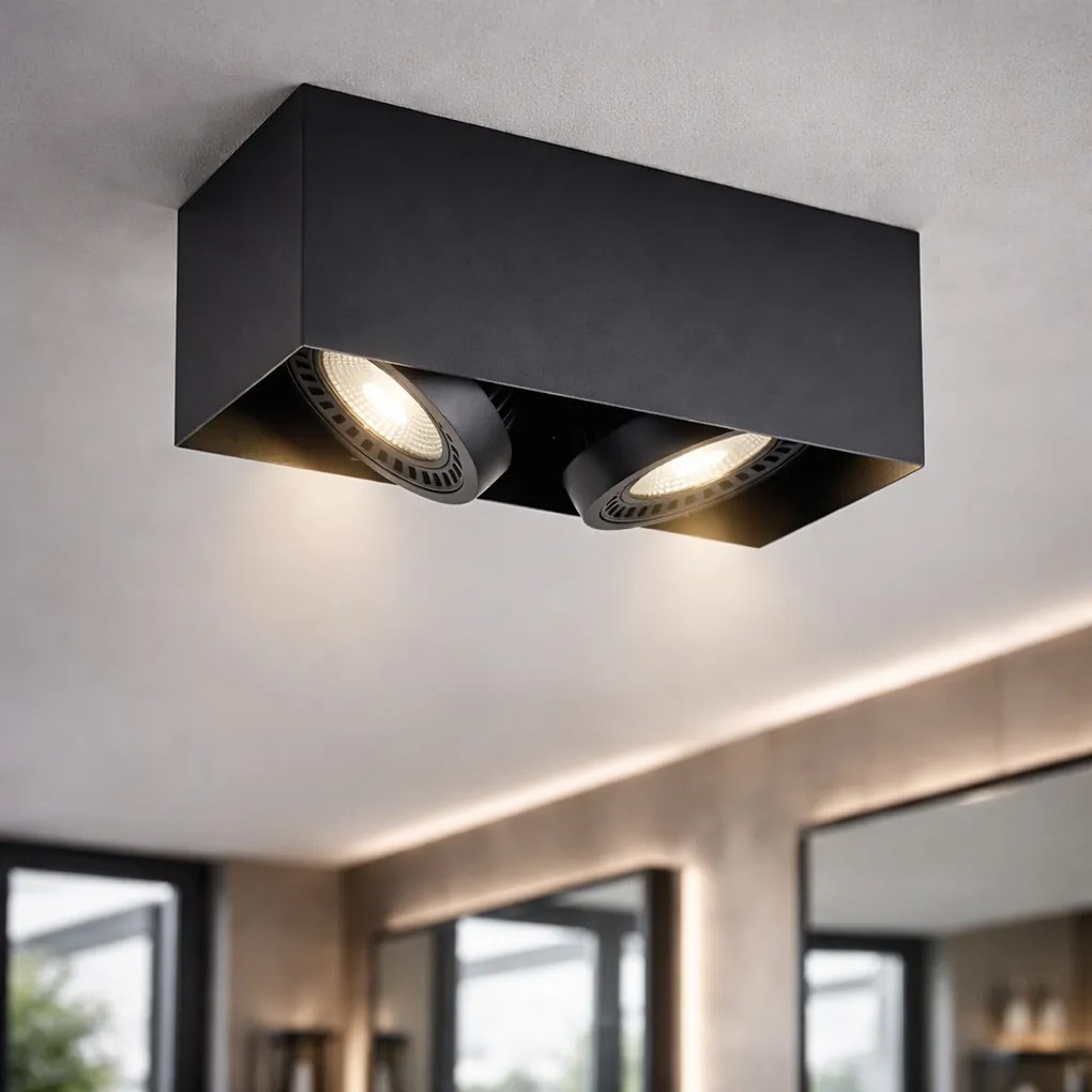 Foco de superfície moderno preto com LED regulável de 2 luzes - Dionysos