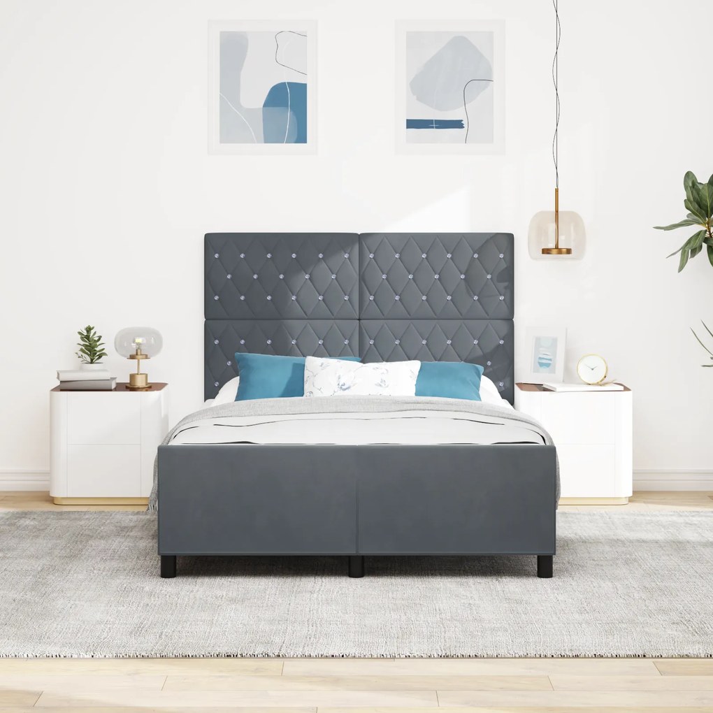 Cama vidaXL Cinza Escuro 160x200 cm Veludo