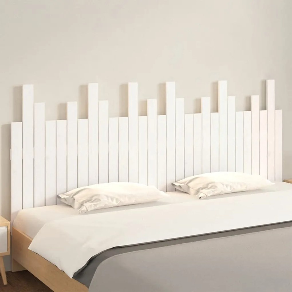 Cabeceira de parede 185x3x80 cm madeira de pinho maciça branco
