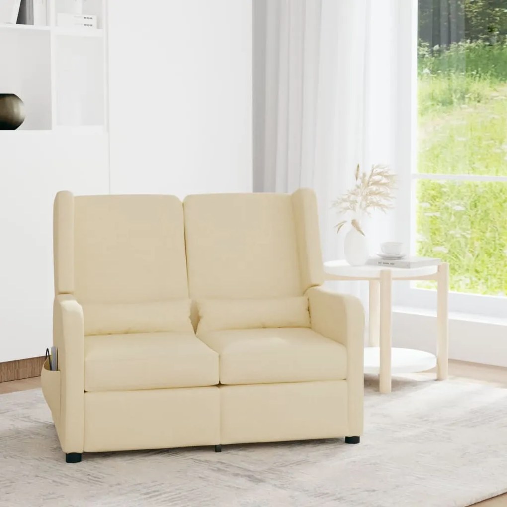 vidaXL Sofá de massagens reclinável 2 lugares tecido cor creme