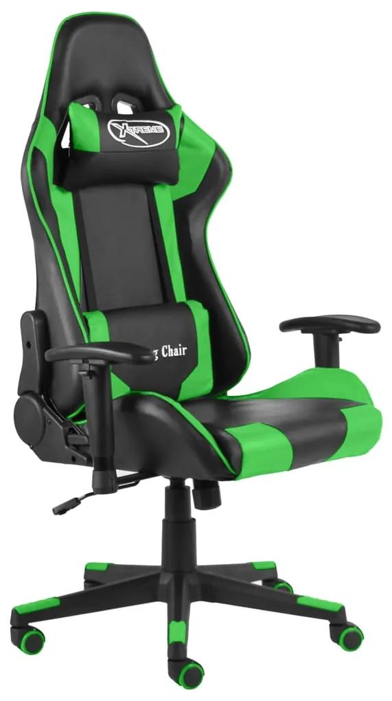 20493 vidaXL Cadeira de gaming giratória PVC verde
