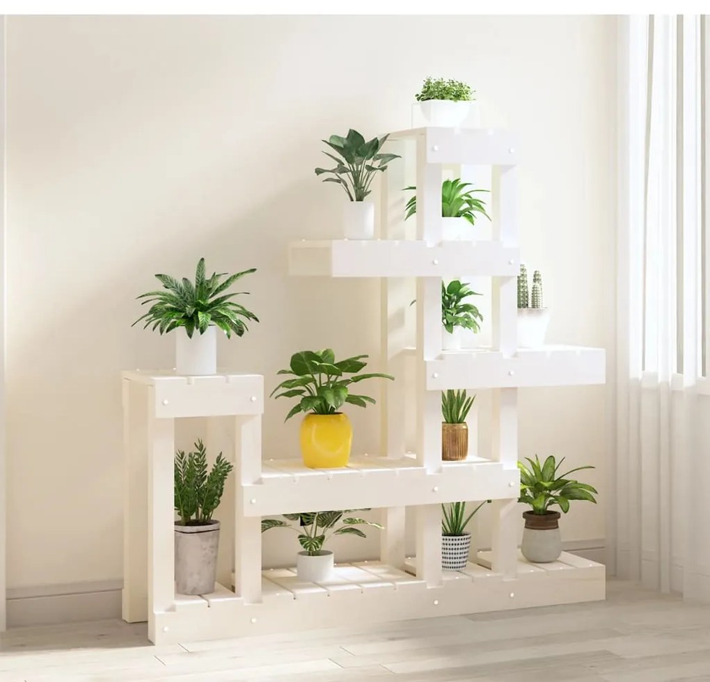 Suporte para plantas 92x25x97 cm pinho maciço branco