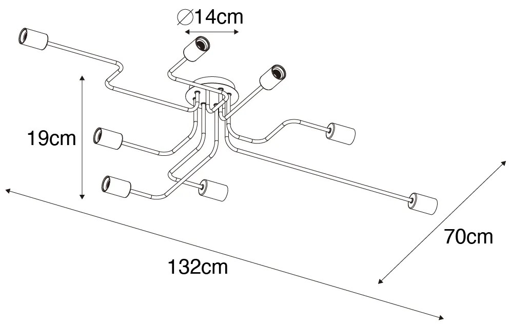 Candeeiro de teto design preto 8 luzes - Facile
