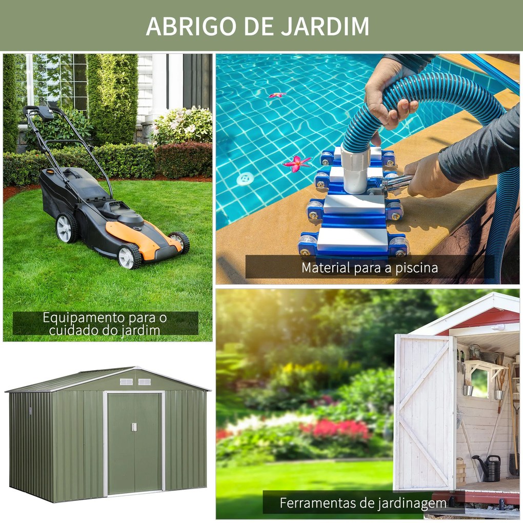 Outsunny Abrigo de Jardim Exterior 4,83m² 277x195x192cm Abrigo e Jardi