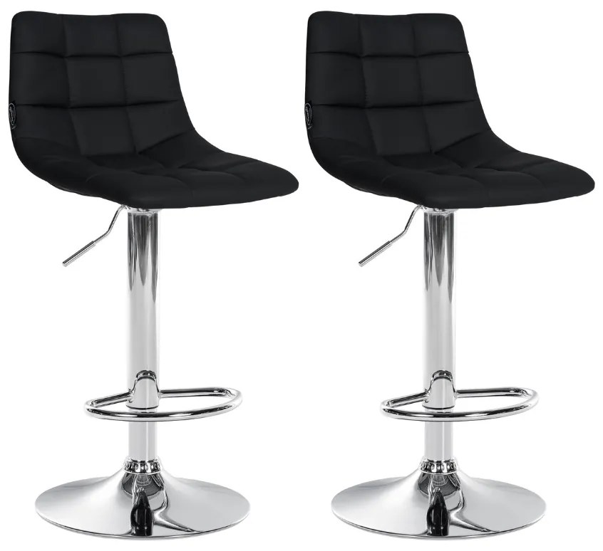 Conjunto de 2 bancos altos Jerry em couro sintético com estrutura cromada 87-108,5 x 43 x 46,5 cm Preto