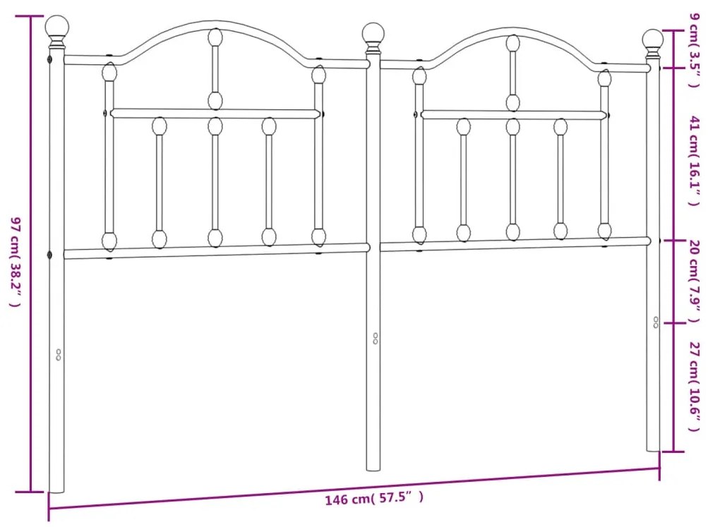Cabeceira de cama 140 cm metal preto