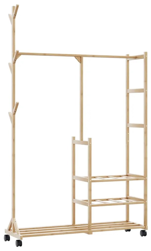 Cabide com prateleiras e rodas 100x38x175,5 cm bambu