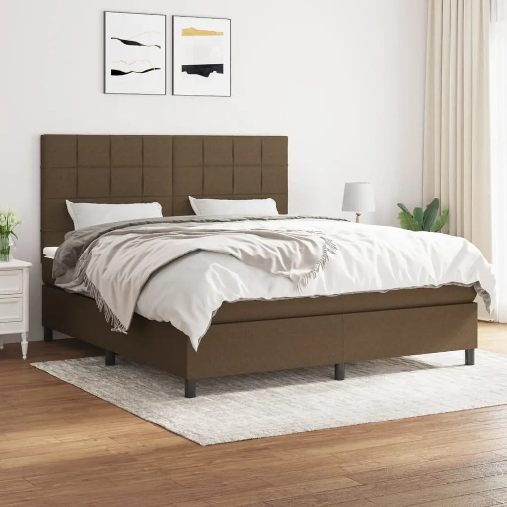 vidaXL Cama com molas/colchão 160x200 cm tecido castanho-escuro