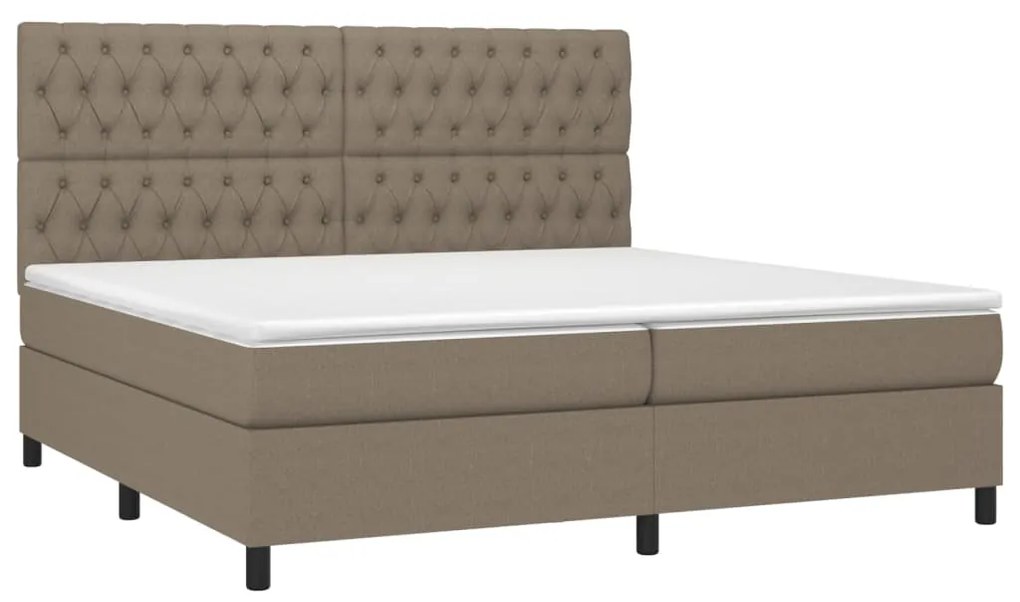 Cama com molas/colchão 200x200 cm tecido castanho-acinzentado