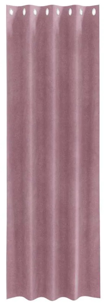 Cortinas Blackout vidaXL com ilhós 2 pcs Rosa Escuro Veludo