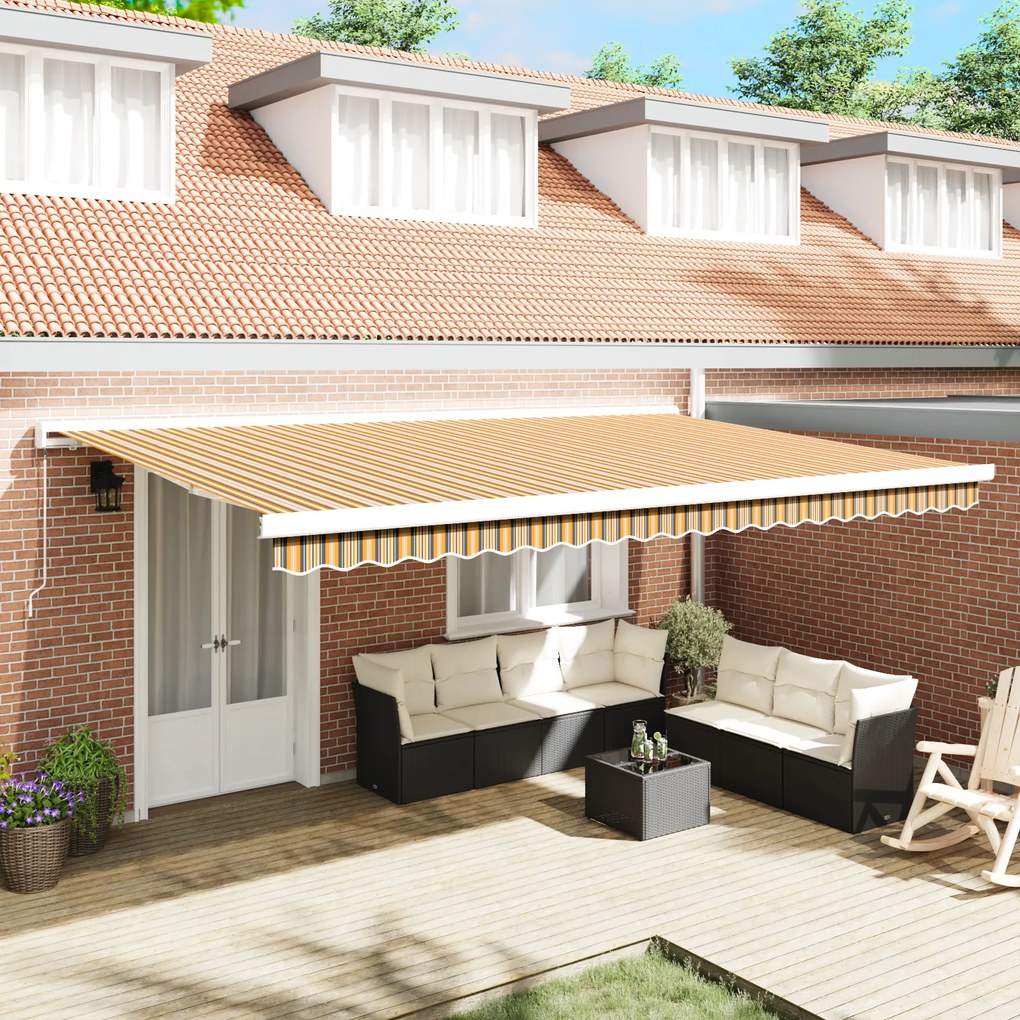 vidaXL Toldo Retrátil Manual Listrado Multicolorido 500x300 cm