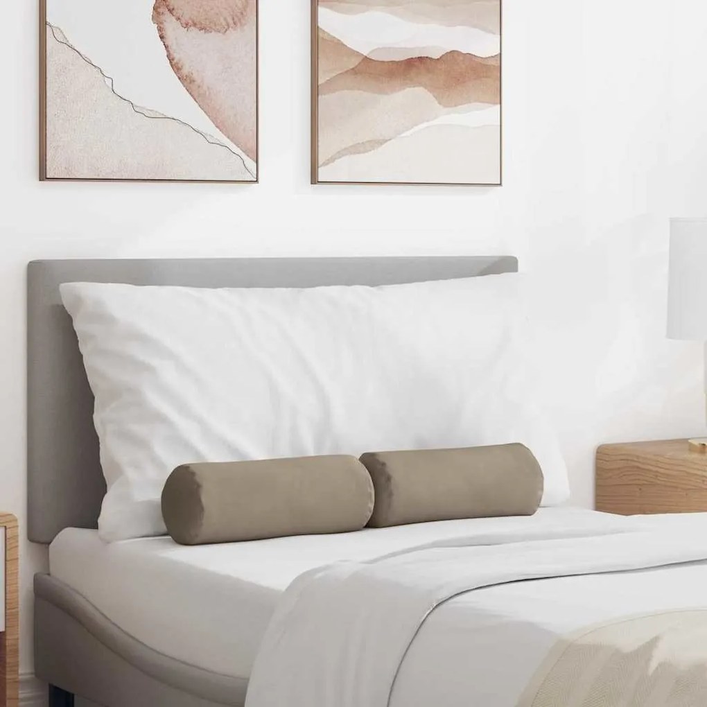 vidaXL Almofadas de Apoio 2 pcs Cinzento-acastanhado Ø 15 x 40 cm