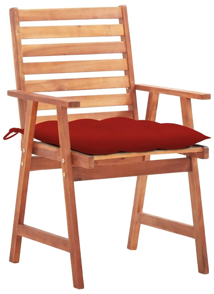 Cadeiras de jantar p/ jardim 3 pcs c/ almofadões acácia maciça