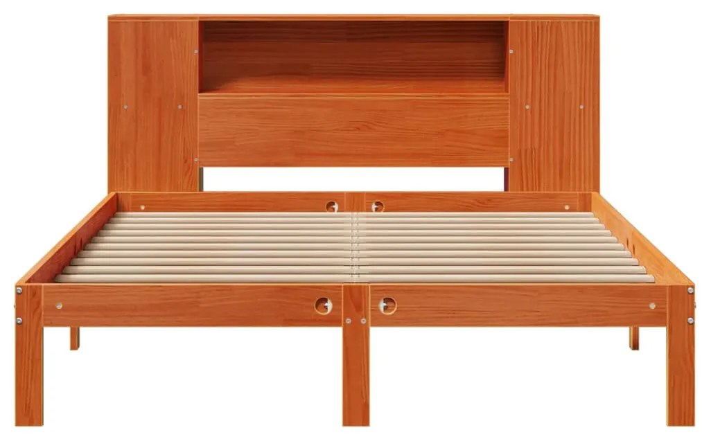 Cama c/ estante sem colchão 120x200cm pinho maciço castanho-mel