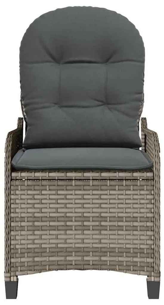 Cadeira Recliner vidaXL com Almofada Cinza em Rattan Sintético