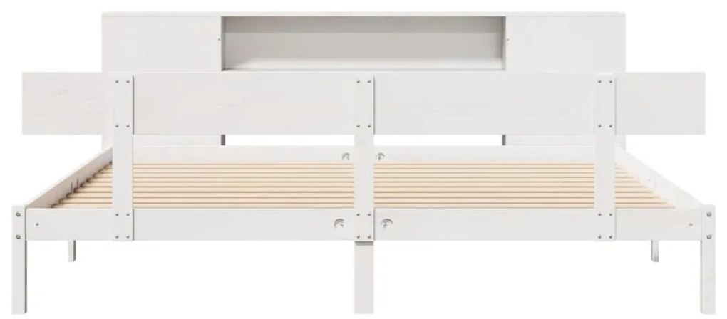 Cama com estante sem colchão 200x200 cm pinho maciço branco