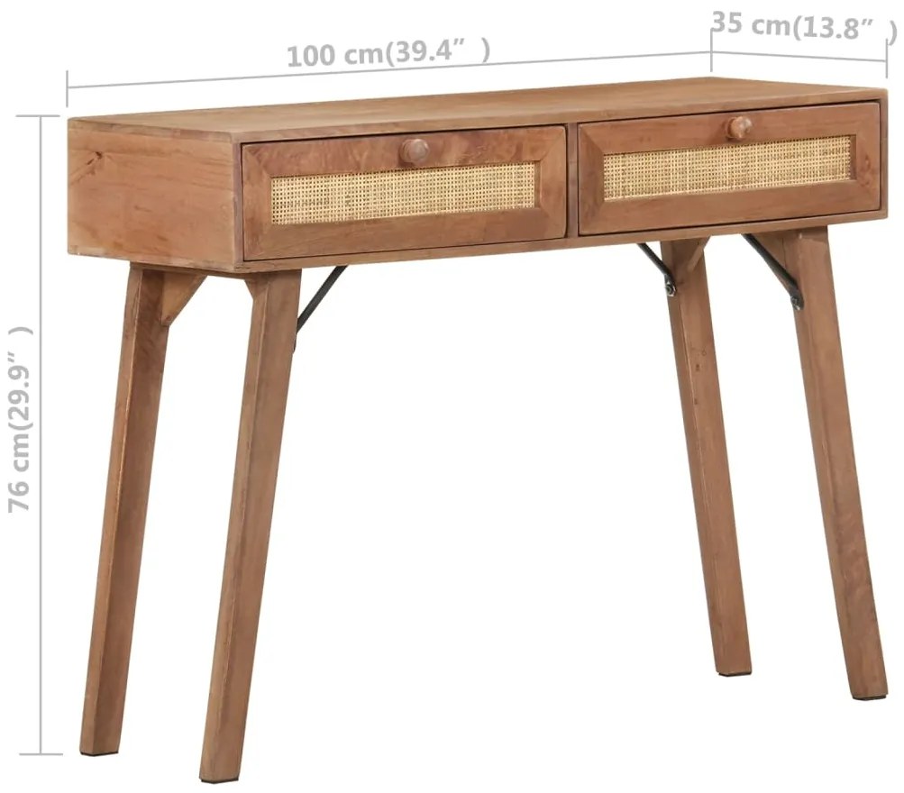 Mesa consola 100x35x76 cm madeira de mangueira maciça