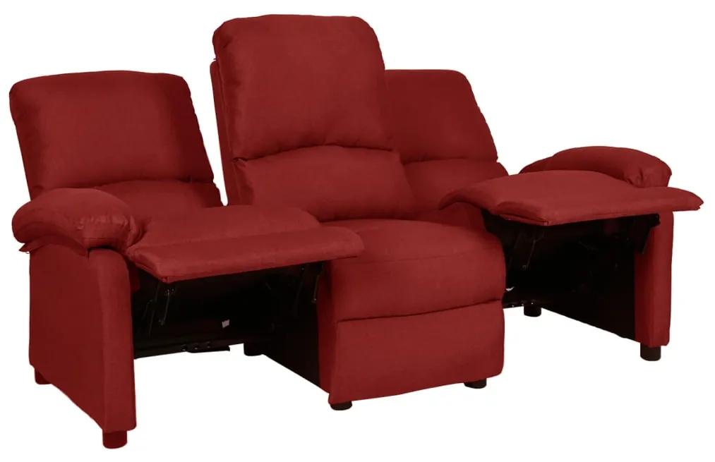 Sofá de 3 lugares reclinável em tecido vermelho tinto
