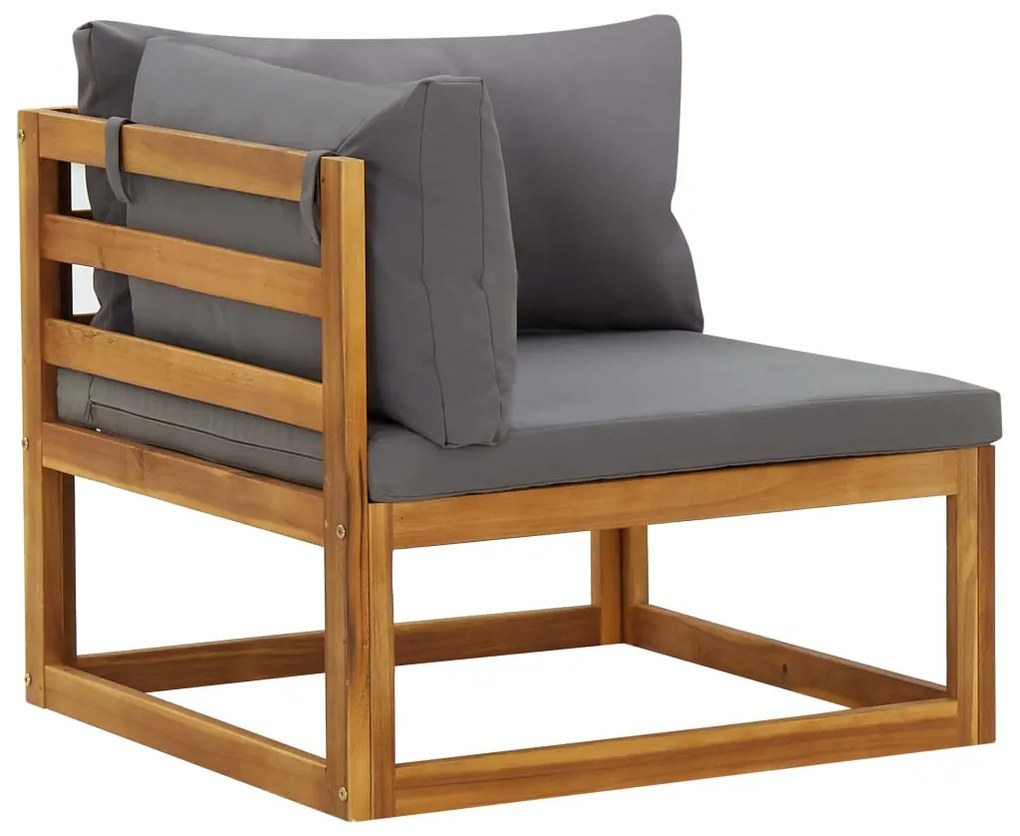 Sofás de canto seccionais c/ almofadões 2 pcs cinzento-escuro