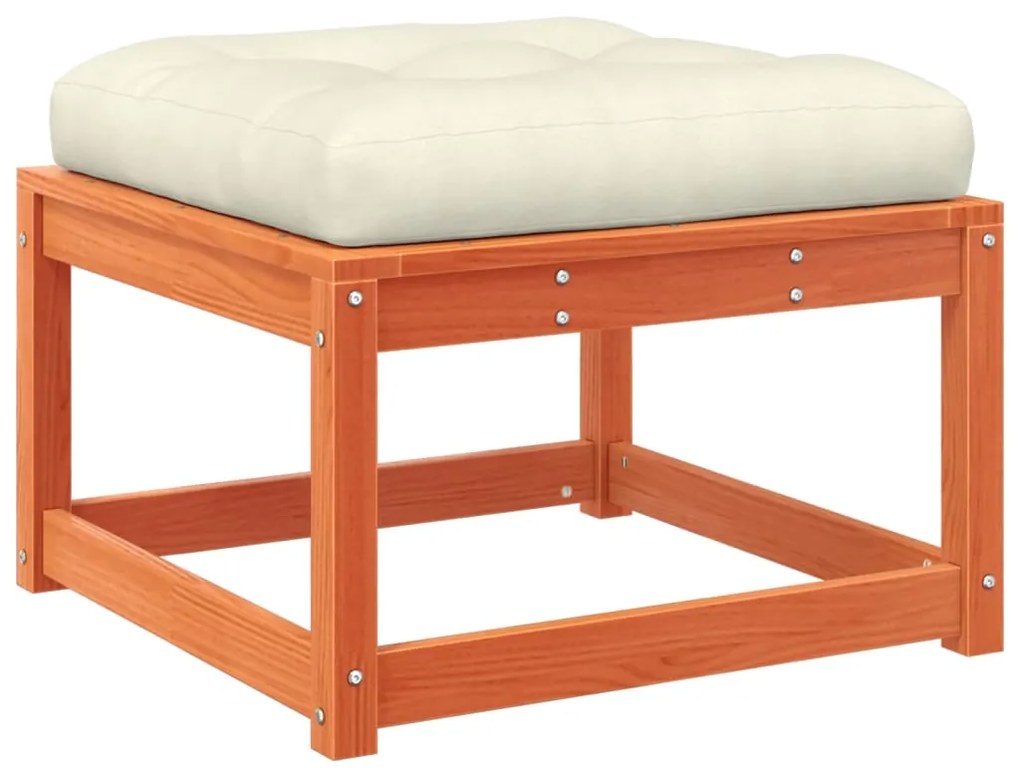 3 pcs conj. sofás jardim almofadões pinho maciço castanho cera