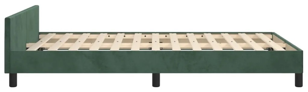 Estrutura de cama sem colchão 120x200 cm veludo verde-escuro