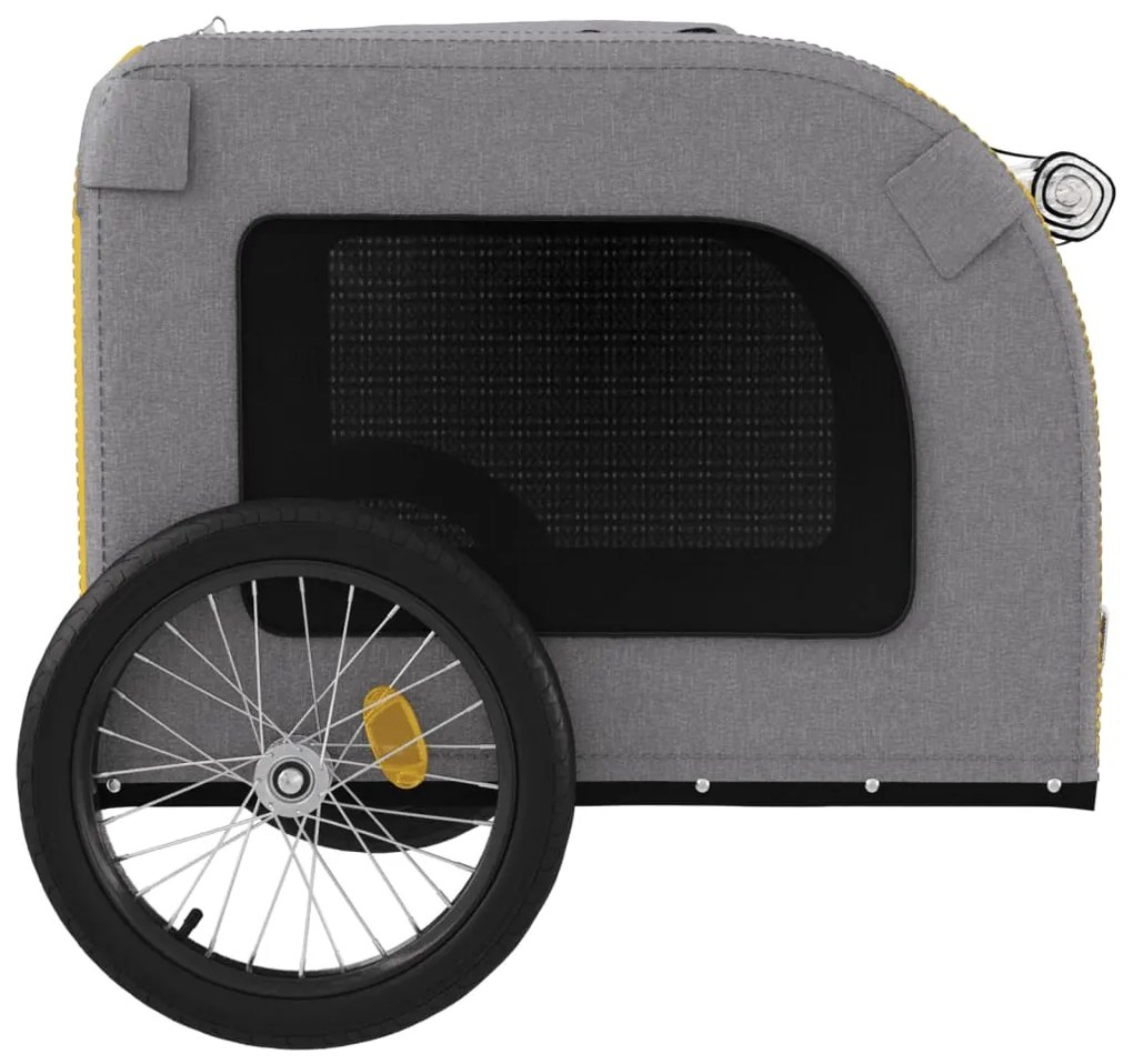 Reboque bicicleta p/ animais tecido oxford/ferro amarelo/cinza