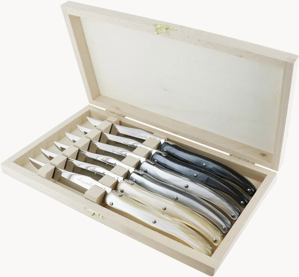 Facas artesanais em aço inoxidável altamente polido Essentiel Deluxe, conjunto de 6